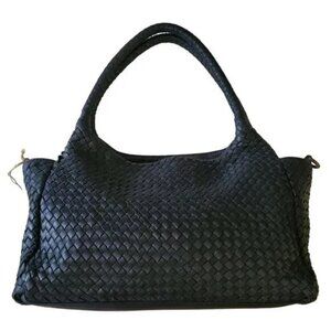 Black Woven Leather Shoulder Bag / Large Tote - Brand New With Tags